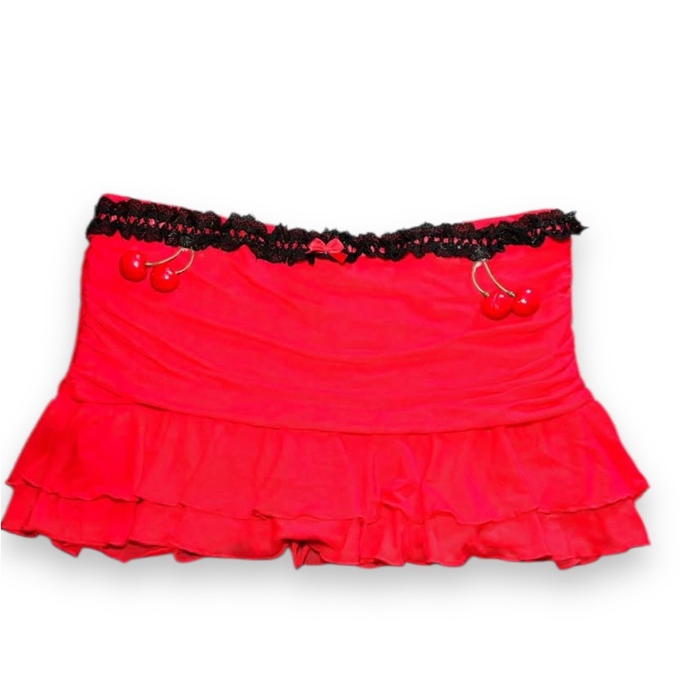 Red Cherry Mini Skirt Size Large